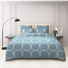 Feel Glace Cotton Elastic Fitted Single Bedsheet With 1 Pillow Cover - 36 X 78 Inches, Grey & White | Light Weight & Breathable-Beautiful Design Bedsheet
