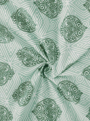 Handloom Printed Double Bedsheet For Queen Size With 2 Matching Pillow Cover | Size 90 X 100 Inches, Mint Green - Cotton Bedsheets For Double Bed | Soft & Smooth