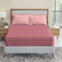 100% Cotton Bedsheet Double Bed For Queen Size With 2 Pillow Covers - 90 X 100 Inches, Pink | Ideal For Daily Use - Perfect For Queen Bed Durable & Wrinkle Free