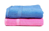 Space Fly Cotton Luxury Bath Towels 1200 Gsm (Blue & Pink)- Pack Of 2