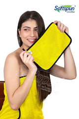 Softspun Microfiber Super Soft Hand & Face Wipes 300 Gsm Towel Set - 4 Piece (Yellow)