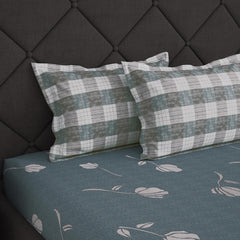 100% Cotton Elastic Fitted Double Bedsheet For Queen Size 2 Pillow Cover - 88 X 100 Inches, Grey | Perfect For Festive Gifting | Durability & Long-Lasting Use