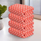 Heart Home Microfiber Soft Face Towels 900 Gsm | Quick Dry & Absorbent Hanging Hand Towels Circle - Red (Pack Of 4)
