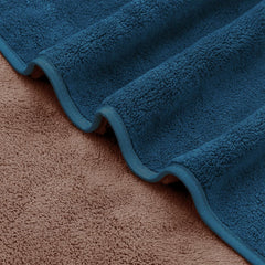 Story@Home Microfiber Bath Towels 400 Gsm Large Size Set Of 2 | Perfect For Everyday Use (Navy Blue & Light Brown)