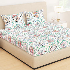 Fitted Bedsheets King Size With 2 Pillow Cover - 72 X 78 Inches, Multicolor | All Around Elastic Bedsheet - Crafted From Soft, Breathable Fabric