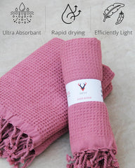 Patvy Bath Towels 500 Gsm | 100% Cotton Waffle Weave Large Size Towels Quick Absorption & Faster Drying Bath Towel For Women & Men | Pack Of 1 (Brick)