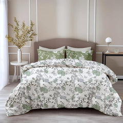 Printed Cotton King Size Bedsheet With 2 Pillow Covers | 104 X 104 Inches, Sage Green | Durability, Breathability, Softness, & Easy Maintenance