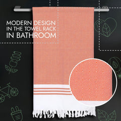 Ecosense Premium Large Cotton Non-Terry Bath Towels 300 Gsm | Soft Absorbent & Comfortable Bath Towels Large Size | Quick Dry Gym, Travel - Orange (Pack Of 1)