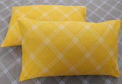 Premium Cotton Bedsheet For Double Bed King Size With 2 Pillow Covers - (108 X 108 Inches) Brandon Beige & Yellow | Ideal For All Season Comfortable Bedsheet