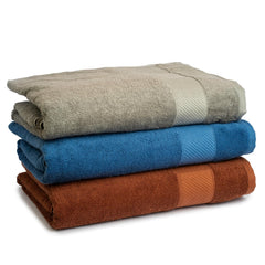 Himeya 100% Bamboo Cotton Bath Towels 1350 Gsm | Bath Towel For Men & Women - Leather Brown, Nautical Blue & Steel Grey (3 Piece)