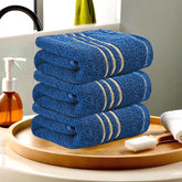 Kuber Industries Soft Cotton Face Towel 450 Gsm | Easily Washable Face Towels (Dark Blue) - Pack Of 3