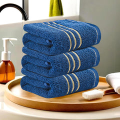 Kuber Industries Soft Cotton Face Towel 450 Gsm | Easily Washable Face Towels (Dark Blue) - Pack Of 3