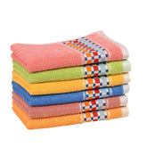 Outlay Home Ultra Soft & Super Absorbent Hand Towels 800 Gsm | Decorative Silver Border (Pink, Yellow, Orange, Green, Coral, Blue)- Set Of 6