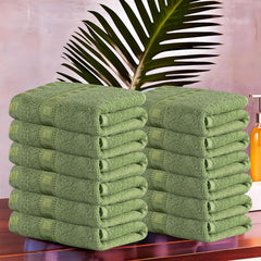 Kuber Industries Cotton Face Towel 2400 Gsm | Workout Gym Napkins Hand Towel For Men & Woman Quick-Drying Napkins -Green (Pack Of 12)