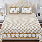 100% Cotton King Size Bedsheet For Double Bed With 2 Pillow Cover - 108 X 108 Inches, Yellow & White | Extra Soft & Wrinkle Free | Perfect Gifting Wedding, Housewarming Or Festival