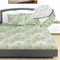 Printed King Size Double Bedsheet With 2 Pillow Cover For Bedroom | 72 X 78 Inches, Light Green - All Around Elastic Fitted | Ideal For Everyday Use