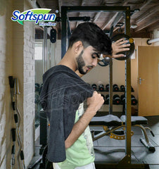 Softspun Microfiber Towels 380 Gsm | High Loop Gym & Sports For Men & Women Fast Drying Super Absorbent Lightweight (Black)