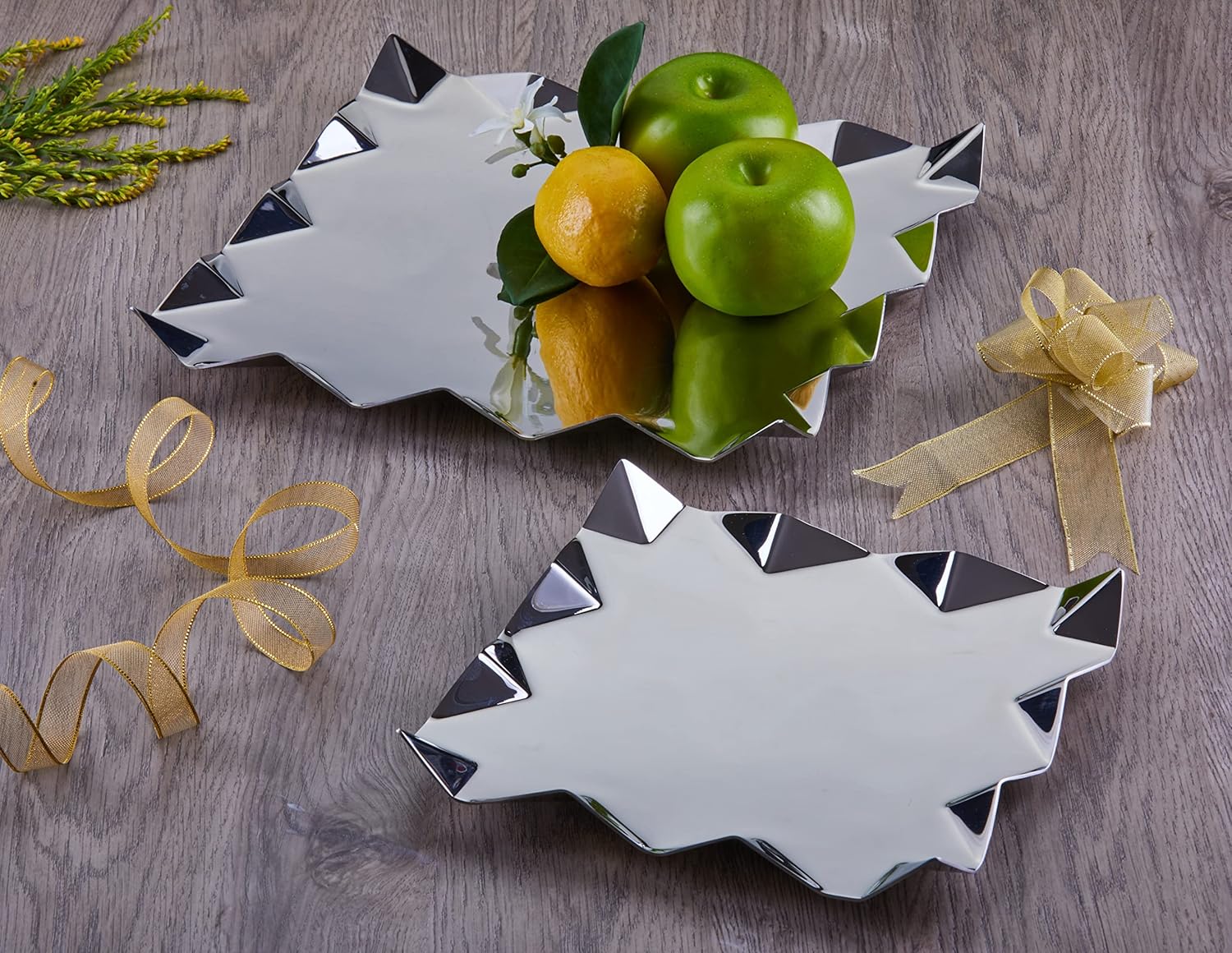 Designer Chrome Stainless Steel Square Platter, Small - Criss Cross Series | Zig Zag Serving Tray For Food Dessert Fruit, Coffee & Tea Designer Chrome Stainless Steel Square Platter, Small - Criss Cross Series | Zig Zag Serving Tray For Food Dessert Fruit, Coffee & Tea