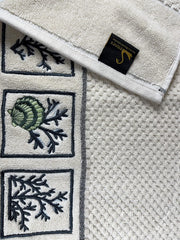 Senses By Riba All Cotton 550 Gsm Embroidered Bath Towel Set | Quick Drying, Highly Absorbant | Pack Of 4-2pcs Bath + 2pcs Hand Towels | Ivory (Style 5)
