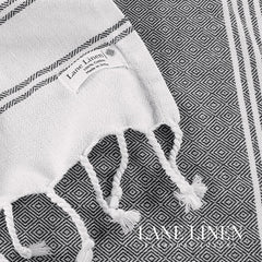 Lane Linen 100% Cotton Beach Towel With Bag Towels 699 Gsm | Oversized Pool Absorbent Extra Large Quick Dry Sand Travel Towel - Ebony (2 Piece)