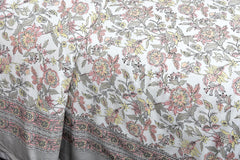 Traditional Rajasthani Design Bedsheet With 2 Pillow Covers - 90 X 108 Inches, White & Pink | Color Fade Resistant & Shrinkage Resistant For All-Season Use