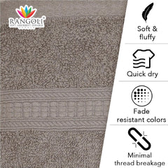 Rangoli 100% Cotton Fibre 2 Hand Towel 500 Gsm | Highly Durable & Super Absorbent Towel | Skin-Friendly & Quick Drying Luxury Towels (Ash Brown)