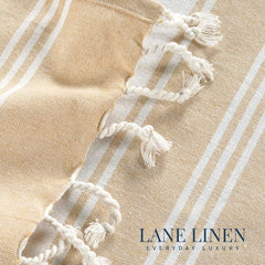Lane Linen Oversized Beach Turkish Towel 699 Gsm | Lightweight Quick Dry Absorbent & Sand Proof Pool Towels - Beige (2 Pack)