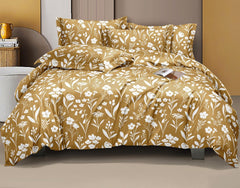 Printed King Size Double Bed Bedsheet With 2 Pillow Cover | 72 X 78 Inches, Brown | All Around Elastic Fitted Bedsheet | Softness & Comfortable Rest In Any Season