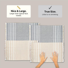 Indihaus Premium Cotton Hand Towel 310 Gsm | Soft, Absorbent, Multi-Purpose Towel Set | Serene Beige & Slate Grey (Set Of 4)