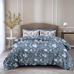 100% Pure Cotton Bedsheet For Double Bed With 2 Pillow Covers - 88 X 90 Inches, Blush Blue | Soft & Breathable Fabric | Comfortable For Daily Use