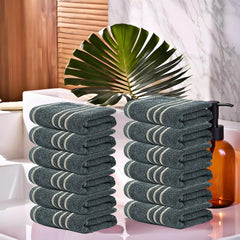 Kuber Industries Cotton Face Towel 2400 Gsm | Workout Gym Napkins Hand Towel For Men & Woman Quick-Drying Napkins -Dark Grey (Pack Of 12)