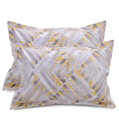 Flat 1 King Size Bedsheet With 2 Pillow Covers - 110 X 108 Inches, Grey & Yellow | Soft & Comfortable Feel To Your Skin | Machine Wash In Cold Water