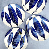 Patram Ceramic Dinner Plates Set Of 6 - 10 Inches, 6 Pieces, White & Blue | Hand Painted Full Ceramic Plates For Dinner - Microwave Safe & Dishwasher Safe