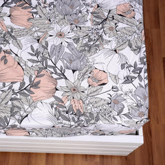 Printed King Size Double Bedsheet With 2 Pillow Cover For Bedroom | 72 X 78 Inches, Grey & Peach - All Around Elastic Fitted | Ideal For Everyday Use
