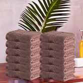 Kuber Industries Cotton Face Towel 2400 Gsm | Workout Gym Napkins Hand Towel For Men & Woman Quick-Drying Napkins -Brown (Pack Of 12)