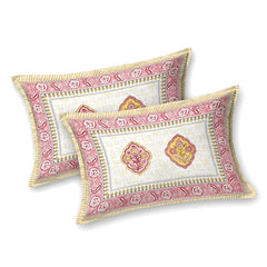 Hand Block Printed Cotton King Size Bedsheet With 2 Pillow Covers, 90 X 108 Inches, Yellow | Good For Villas, Guest Houses, & Daily Home Use