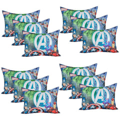 Kid's Soft Pillow For Sleeping, Marvel Avengers Print Pillow, Sky Blue - 12 X 18 Inch | Suitable For All Sleepers, Multipurpose & Comfortable, Breathable, Washable - Pack Of 12