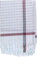 Fancyadda Cotton Large Size Bath Towel 300 Gsm - Set Of 4 (White Checks)