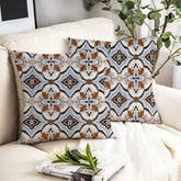 Microfiber Square Pillow Cushion For Sofa, Black & Brown, Grey - 12 X 12 Inch | Fluffy For Comfort & Back Support | Breathable, Premium Cotton Cushion Cover, Neck Support - Set Of 2