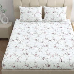 Pure Cotton Elastic Fitted Bedsheet With 2 Pillow Cover - 72 X 72 Inches, White & Vineyard | Machine & Hand Wash | Environmentally Friendly Bedding