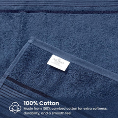 Akiko Home 100% Cotton Essential Series Hand Towels 1200 Gsm | Soft, Absorbent & Durable, Cotton Hand Towel For Bathroom Use, Gentle On Skin- Pack Of 6 (Navy & Teal)