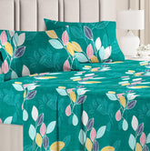 Printed Double Bedsheet With 2 King Size Pillow Covers - 90 X 90 Inches, Dark Green | Perfect Combination For A Stylish Bedsheet