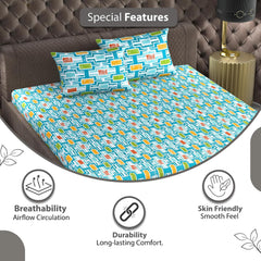 Single Bedsheet With 1 Pillow Cover - 57 X 87 Inches, Multicolor | Designer Printed Bedsheet Set - Naturally Soft, Breathable & Skin Friendly