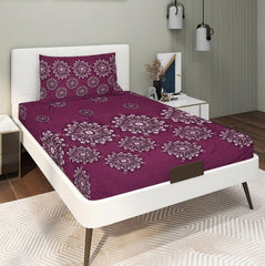 Glace Cotton Super Soft Bedsheets Single Bed Size (60 X 90 Inch) With 1 Pillow Cover | All Around Elastic Fitted Bedsheets, Wine