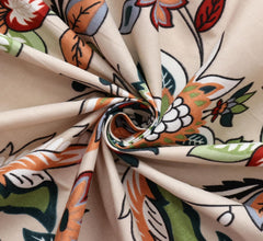 Print Cotton 1 Single Bedsheet With 1 Pillow Cover - 60 X 90 Inches, Cream & Green | Soft & Breathable Fabric, Skin-Friendly Bed Sheet For All Seasons