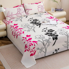 King Size Bedsheet With 2 Pillow Covers - 88 X 106 Inches, Pink & Black | Summer Breathable & Wrinkle Free | Bedsheet Long Lasting & Soft To Touch