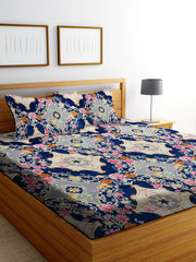Printed Double Bedsheet 2 Matching Pillow Covers - 72 X 780 Inches, Multicolor | All Around Elastic Soft & Durable Bedding For Bedroom - Lightweight Perfect For All Seasons