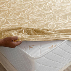 Premium Cotton Fitted Bedsheet King Size - 78 X 72 Inches With 2 Pillow Covers, Golden | Super Soft, Breathable & Wrinkle Free