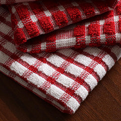Texstyle Kitchen Cleaning Towel 400 Gsm | Soft & Absorbent Hand Towel For Kitchen Cleaning & Quick Drying Of Plates & Glasses (Red) - Set Of 4