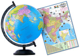 Educational Globe - 10 Inch Height Metal Base + India Political Map (70 X 100 Cm) - Home & Office Decor World Globe For Gifting, Decorating & Learning